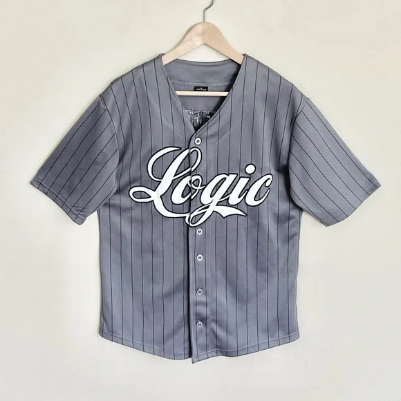 Logic The Incredible True Story Gray Baseball Pin Stripe Hip Hop Jersey Adult M